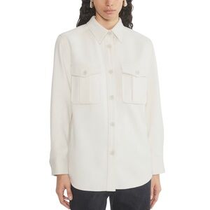 Aritzia Cream Button-Front Shacket with Chest Pockets